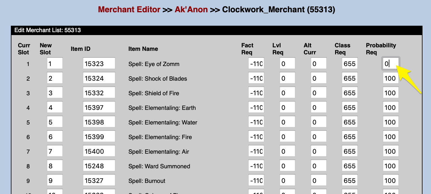 Change the probability to 0