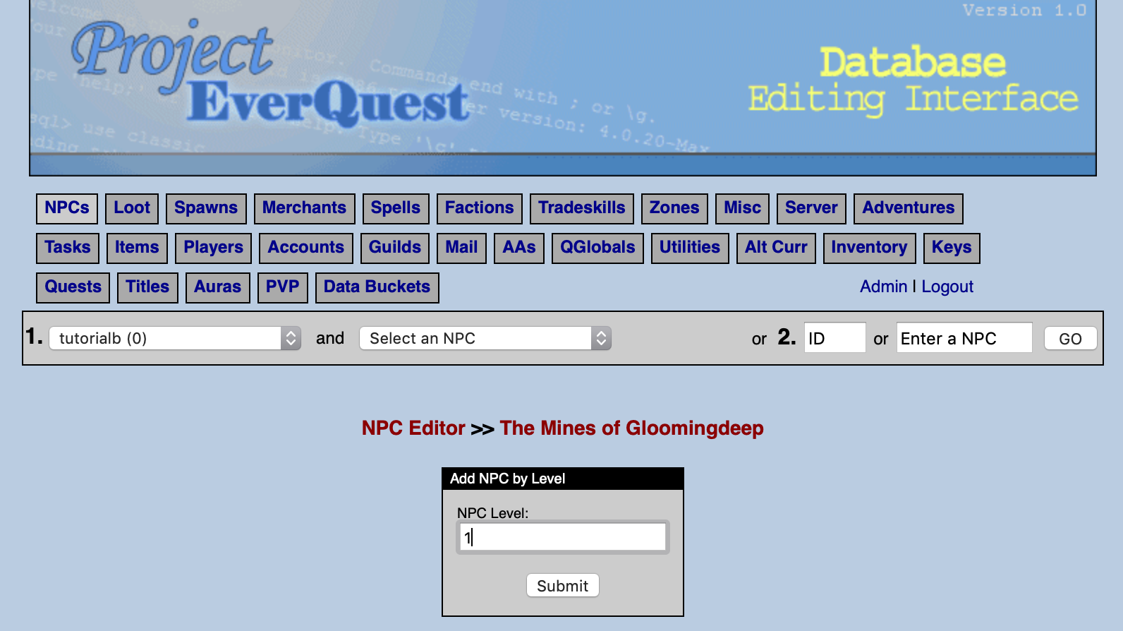 Enter level 1 and click Submit