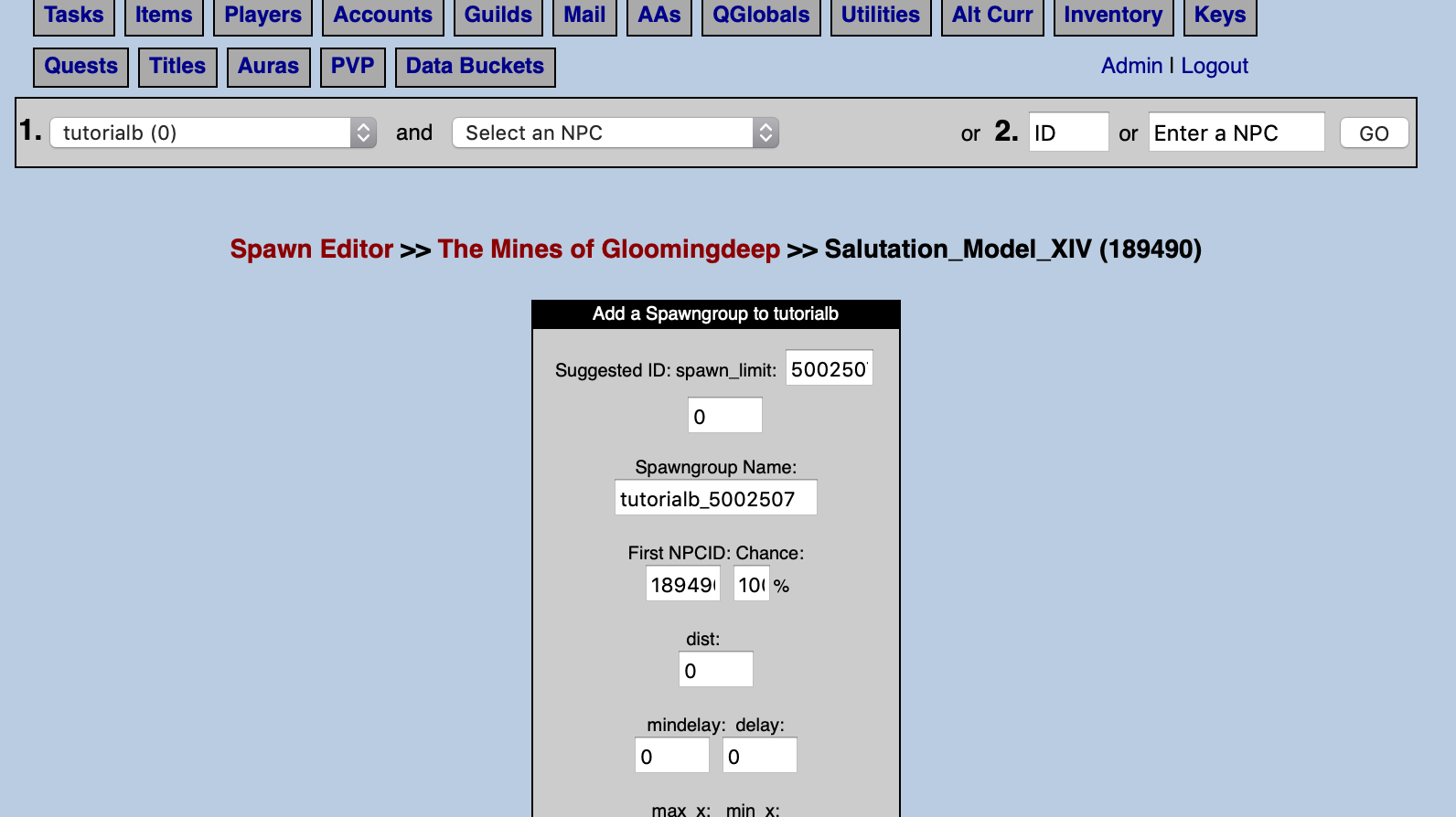 Default Spawngroup settings